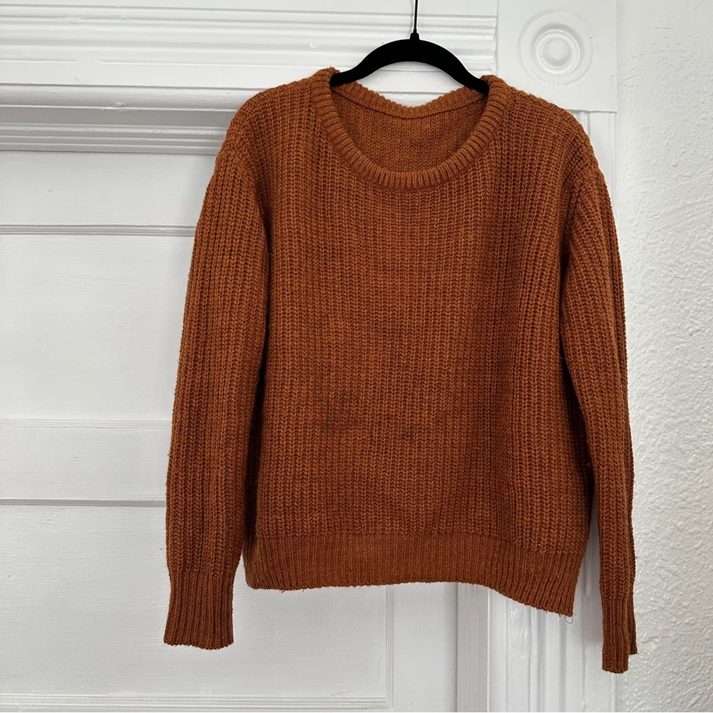 brandy melville john galt burnt orange knit crew neck knit sweater